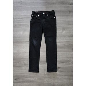 True Religion Jeans Boys 8 Black Geno Relaxed Slim Straight Stretch Dark Wash